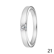 Load image into Gallery viewer, Sparkling Moissanite Couple Rings Set Classic S925 Sterling Silver Fixed Size Engagement Ring with Bow Gift Box