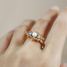 Load image into Gallery viewer, Vintage Enamel Pearl Ring S925 Silver Women's Jewelry with Gift Box Certificate Luxury Chinese Style Red Agate Ring