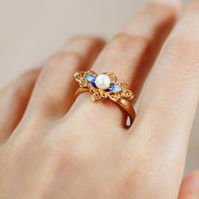 Load image into Gallery viewer, Vintage Enamel Pearl Ring S925 Silver Women's Jewelry with Gift Box Certificate Luxury Chinese Style Red Agate Ring