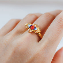 Load image into Gallery viewer, Vintage Enamel Pearl Ring S925 Silver Women's Jewelry with Gift Box Certificate Luxury Chinese Style Red Agate Ring