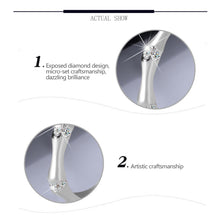 Load image into Gallery viewer, Luxury Bamboo Design Moissanite Ring S925 Sterling Silver Elegant Couple Rings for Wedding Engagement Minimalist Matching Rings