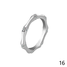 Load image into Gallery viewer, Luxury Bamboo Design Moissanite Ring S925 Sterling Silver Elegant Couple Rings for Wedding Engagement Minimalist Matching Rings