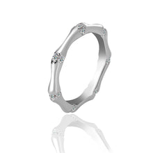 Load image into Gallery viewer, Luxury Bamboo Design Moissanite Ring S925 Sterling Silver Elegant Couple Rings for Wedding Engagement Minimalist Matching Rings