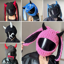 Load image into Gallery viewer, Motorcycle Helmet Covers Helmet Decorations Full Rabbit Plush Motocross Full Face Off Road Helmet Decoration Styling