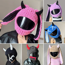 Load image into Gallery viewer, Motorcycle Helmet Covers Helmet Decorations Full Rabbit Plush Motocross Full Face Off Road Helmet Decoration Styling