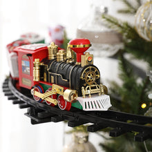 Load image into Gallery viewer, Animated Christmas Tree Train Hanging Electric Train Set Steam and Light Express Train Santa Claus Train Set Christmas Ornament Train