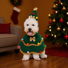 Load image into Gallery viewer, Christmas Dog Cape Festive Pet Cloak Adorable Christmas Role-Play Outfit Christmas Tree Attire Dog Dress Funny Pet Christmas Clothing
