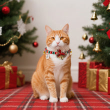 Load image into Gallery viewer, Christmas Cat Bell Collar Multicolor Lucky Charm Vibrant Color Cat Jewelry Party Costume Kitten Collar Festive Holiday Pet Accessory