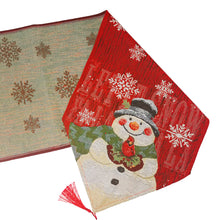 Load image into Gallery viewer, Seasonal Christmas Table Runner Cabinet Embroidered Snowman Linen Cotton Holiday Festive Atmosphere Festive Kitchen Table Setting Accessories