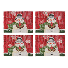 Load image into Gallery viewer, Seasonal Christmas Table Runner Cabinet Embroidered Snowman Linen Cotton Holiday Festive Atmosphere Festive Kitchen Table Setting Accessories