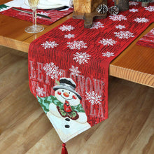 Load image into Gallery viewer, Seasonal Christmas Table Runner Cabinet Embroidered Snowman Linen Cotton Holiday Festive Atmosphere Festive Kitchen Table Setting Accessories