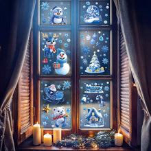 Load image into Gallery viewer, Christmas Static Cling Stickers Window Decals Santa Claus Scene Festive Window Decals Easy Apply No Residue Christmas Home Party Decor