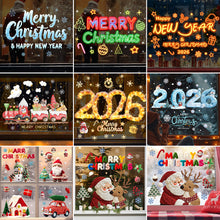 Load image into Gallery viewer, 2026 Christmas Static Cling Stickers Window Decals Santa Claus Scene Festive Window Decals Easy Apply No Residue Christmas Home Party Decor