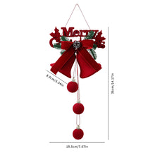 Load image into Gallery viewer, Christmas Tree Flocked Bell Decoration Red Scandinavian Christmas Bell with Ribbon Hanger Mantel Door Hanging Bell Ornament