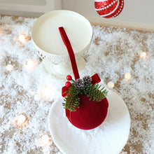 Load image into Gallery viewer, Christmas Tree Flocked Bell Decoration Red Scandinavian Christmas Bell with Ribbon Hanger Mantel Door Hanging Bell Ornament