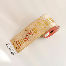 Load image into Gallery viewer, Shimmery Foil Christmas Ribbon Gold Elegant Satin Ribbon Gift Wrapping/Christmas Tree/Garland Decor Wrapping & Crafting Decoration Ribbon