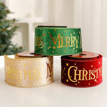 Load image into Gallery viewer, Shimmery Foil Christmas Ribbon Gold Elegant Satin Ribbon Gift Wrapping/Christmas Tree/Garland Decor Wrapping & Crafting Decoration Ribbon
