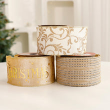 Load image into Gallery viewer, Shimmery Foil Christmas Ribbon Gold Elegant Satin Ribbon Gift Wrapping/Christmas Tree/Garland Decor Wrapping & Crafting Decoration Ribbon