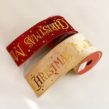 Load image into Gallery viewer, Shimmery Foil Christmas Ribbon Gold Elegant Satin Ribbon Gift Wrapping/Christmas Tree/Garland Decor Wrapping & Crafting Decoration Ribbon