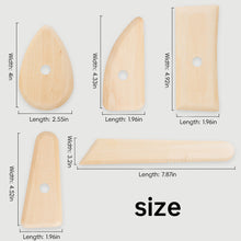 Load image into Gallery viewer, 5Pcs Wooden Clay Sculpting Tools Set Natural Handle Pottery Carving Kit for Clay Scraping Trimming DIY Art Craft Supplies for Beginners & Artists