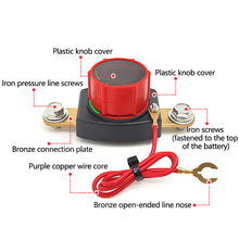 Load image into Gallery viewer, 12V 300A Brass Terminal Disconnect Switch Car Battery Power Switch with Voltage Display Battery Isolator Cut Off Switch