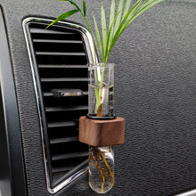 Load image into Gallery viewer, Wood Car Hydroculture Flower Vase Glass with Clip Air Vent Test Tube Flower Holder For Car Interior Plant Decor