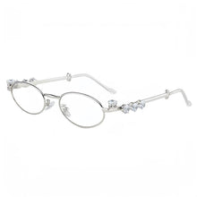 Load image into Gallery viewer, Elegant Oval Metal Glasses Frame with Sparkling Rhinestone Decorated Non-Prescription Spectacles Reading Glasses