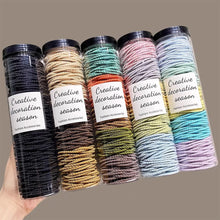 Load image into Gallery viewer, 100-Pack Seamless Hair Elastics Ponytail Holders Solid Color Invisible Hair Rings Simple Hair Ties Hair Accessories