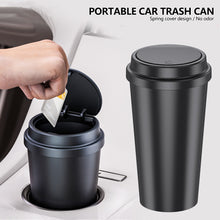 Load image into Gallery viewer, Portable Car Trash Can with Pop-up Lid Round Garbage Bin Auto Interior Waste Storage Cup Holder Trash Container