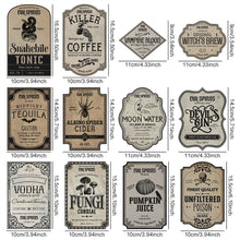 Load image into Gallery viewer, 12Pcs/Pack Halloween Wine Bottle Labels Stickers Terror Skeleton Decorative Stickers for Beer and Beverages