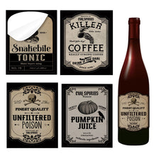 Load image into Gallery viewer, 16Pcs/Pack Halloween Wine Bottle Labels Stickers Terror Skeleton Decorative Stickers for Beer and Beverages