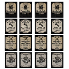 Load image into Gallery viewer, 16Pcs/Pack Halloween Wine Bottle Labels Stickers Terror Skeleton Decorative Stickers for Beer and Beverages