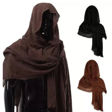 Load image into Gallery viewer, Cosplay Men's Medieval Pirate Retro Hood Scarf Black Coffee Wrap Cloak Renaissance Halloween Masquerade Costume Shoulder Cowl