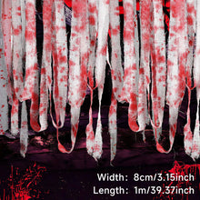 Load image into Gallery viewer, Halloween Bloody Crime Scene Tape Bloody Warning Tape Fake Blood Stained Gauze & Barrier Tape for Haunted House Decor