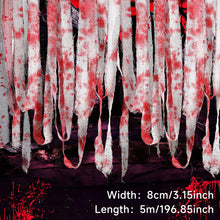 Load image into Gallery viewer, Halloween Bloody Crime Scene Tape Bloody Warning Tape Fake Blood Stained Gauze & Barrier Tape for Haunted House Decor