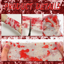 Load image into Gallery viewer, Halloween Bloody Crime Scene Tape Bloody Warning Tape Fake Blood Stained Gauze & Barrier Tape for Haunted House Decor
