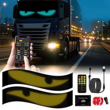 Load image into Gallery viewer, 2Pcs Devil Eyes Light Bluetooth APP Control with Car Charger DIY Programmable Flexible LED Display Scrolling Sign Light for Car Truck Windshield