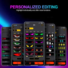 Load image into Gallery viewer, 2Pcs Devil Eyes Light Bluetooth APP Control with Car Charger DIY Programmable Flexible LED Display Scrolling Sign Light for Car Truck Windshield
