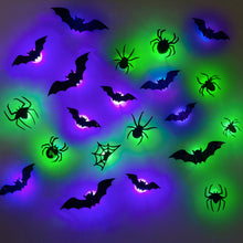 Load image into Gallery viewer, Halloween 3D LED Bat Spider Decor Wall Window Atmosphere Scene Setter Bat Spider LED Scary Halloween Party Wall Decoration