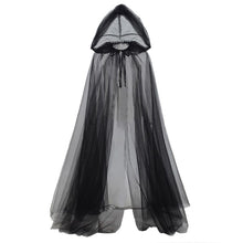 Load image into Gallery viewer, Halloween Grim Reaper Cloak with Hood Gothic Victorian Mysterious Witch Costume Long Cape Sheer Mesh Elegant Gothic Party Performance Cosplay Ghost