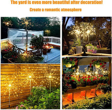 Load image into Gallery viewer, Solar Powered Sparkle Lawn Lights Outdoor Garden LED Dandelion String Lights Firework Design for Landscape Wedding Party Decor