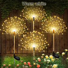 Load image into Gallery viewer, Solar Powered Sparkle Lawn Lights Outdoor Garden LED Dandelion String Lights Firework Design for Landscape Wedding Party Decor