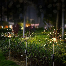 Load image into Gallery viewer, Solar Powered Sparkle Lawn Lights Outdoor Garden LED Dandelion String Lights Firework Design for Landscape Wedding Party Decor