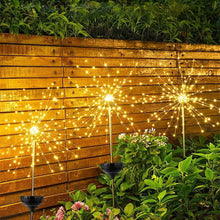 Load image into Gallery viewer, Solar Powered Sparkle Lawn Lights Outdoor Garden LED Dandelion String Lights Firework Design for Landscape Wedding Party Decor