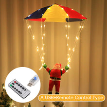 Load image into Gallery viewer, Magic Flying Parachuting Santa LED Lights USB/Battery/Solar Powered Funny Family Christmas Eve Decorations Ornament String Light