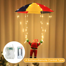 Load image into Gallery viewer, Magic Flying Parachuting Santa LED Lights USB/Battery/Solar Powered Funny Family Christmas Eve Decorations Ornament String Light