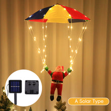 Load image into Gallery viewer, Magic Flying Parachuting Santa LED Lights USB/Battery/Solar Powered Funny Family Christmas Eve Decorations Ornament String Light