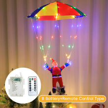 Load image into Gallery viewer, Magic Flying Parachuting Santa LED Lights USB/Battery/Solar Powered Funny Family Christmas Eve Decorations Ornament String Light