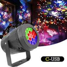 Load image into Gallery viewer, USB/EU Christmas Projector Light Dynamic Pattern Festival Atmosphere Garden Indoor Ambient Lighting Wall Ceiling Party Valentine's Day Decoration Light