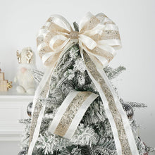 Load image into Gallery viewer, Christmas Gold Metallic Ribbon Sparkle Christmas Tree Bow Decoration Easy to Shape DIY Christmas Party Home Gift Box Decor